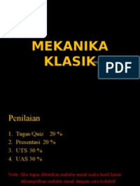 Pendahuluan Mekanika Klasik